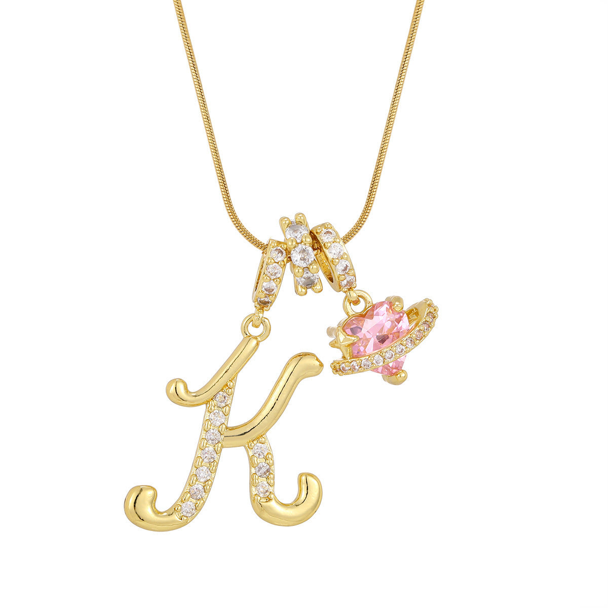 Pink Planet Initial Necklace