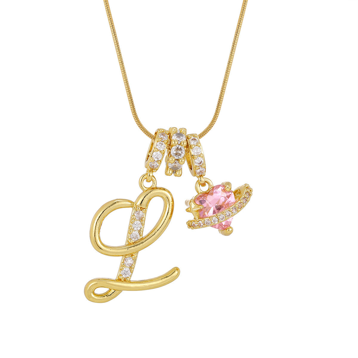 Pink Planet Initial Necklace