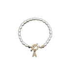 Imitation pearl bead bracelet with rhinestone twenty-six English letters, versatile style