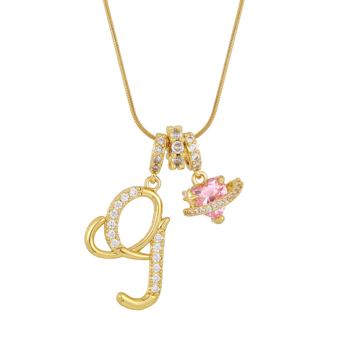 Pink Planet Initial Necklace