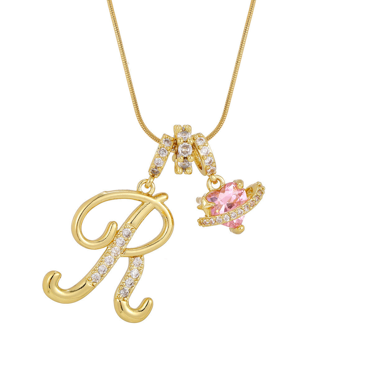 Pink Planet Initial Necklace