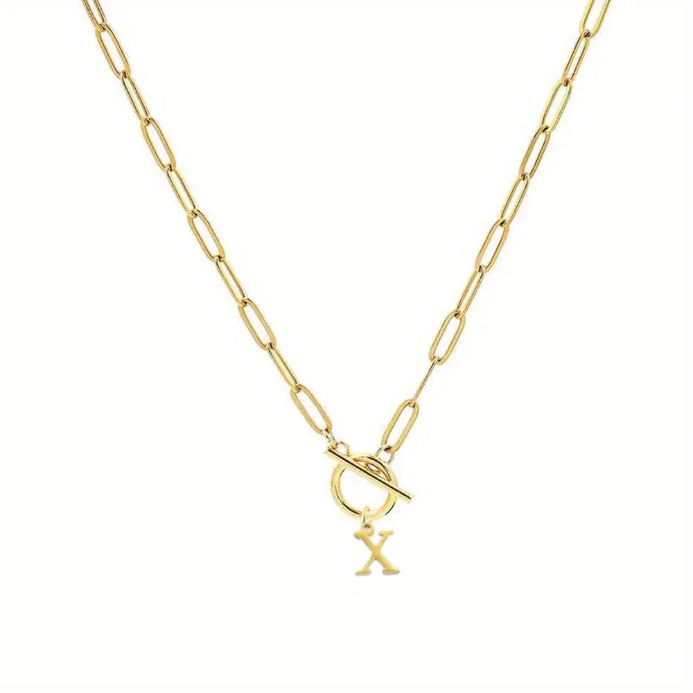 Toggle Initial Paperclip Necklace