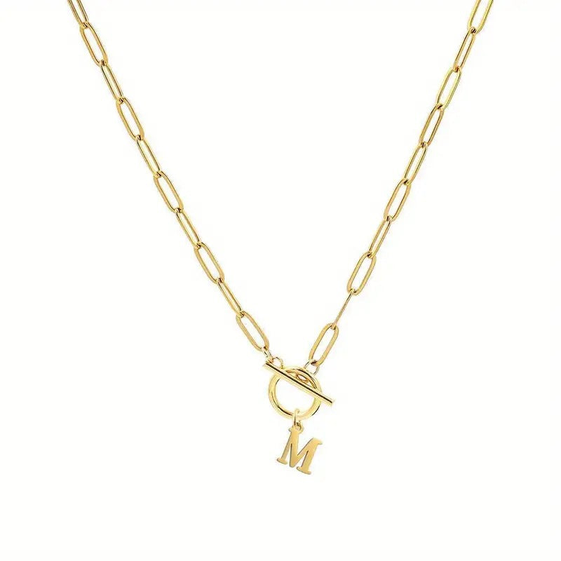 Toggle Initial Paperclip Necklace