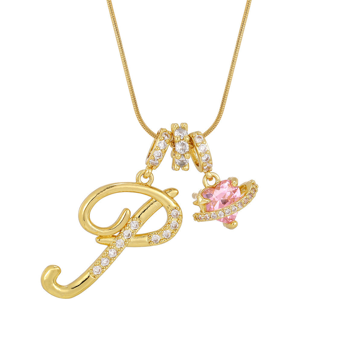 Pink Planet Initial Necklace