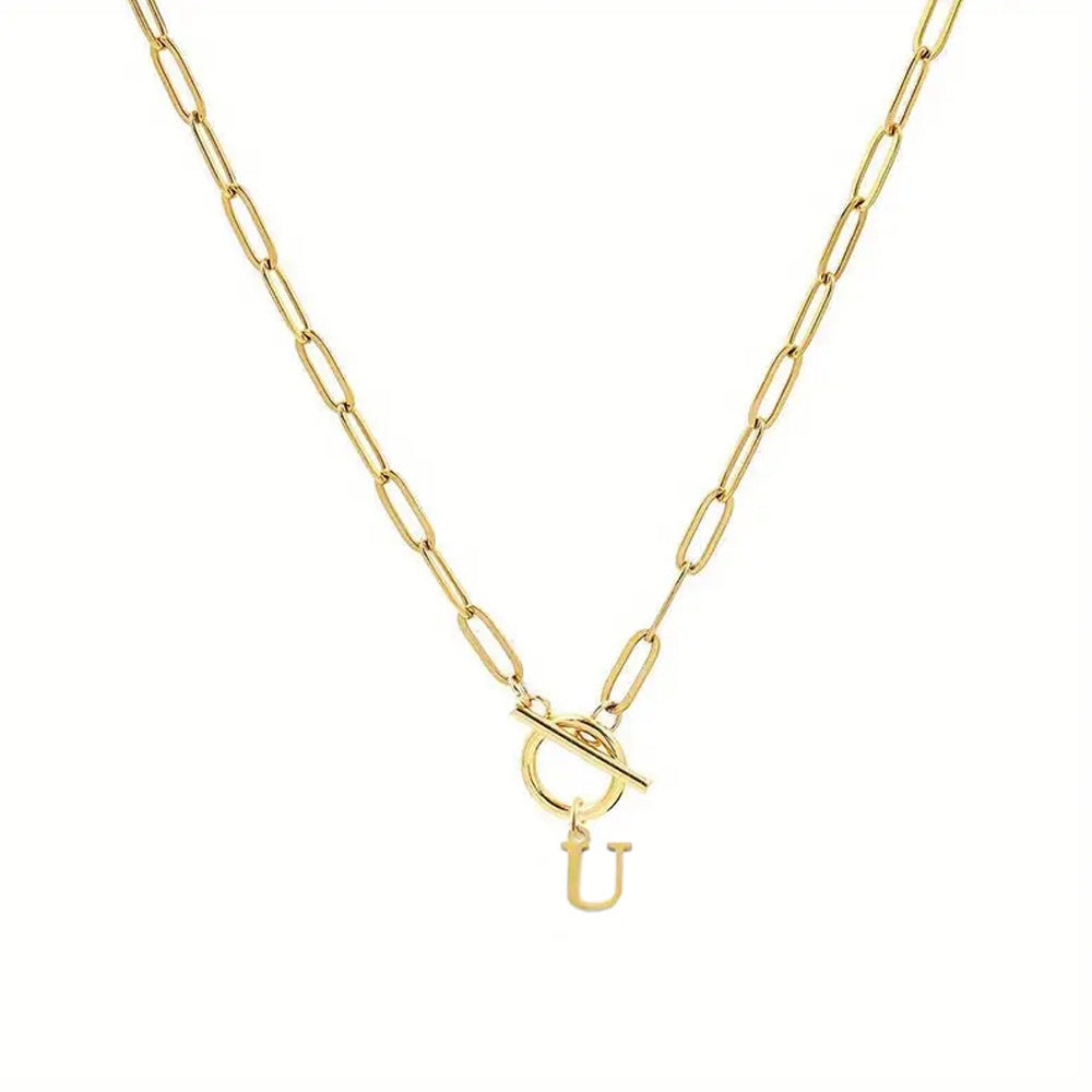 Toggle Initial Paperclip Necklace