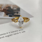 ✨Vintage Gold Octagram Stackable Ring | Marquise Cut CZ French Light Luxury Band