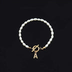 Imitation pearl bead bracelet with rhinestone twenty-six English letters, versatile style