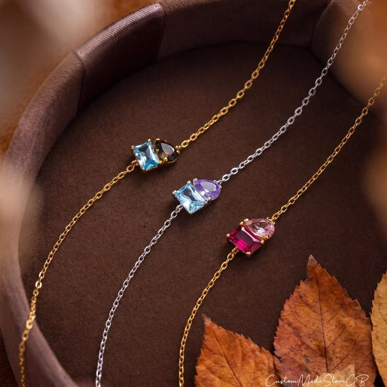 Minimalist Luxury Stainless Steel Colorful Zircon Pendant Bracelet for Women