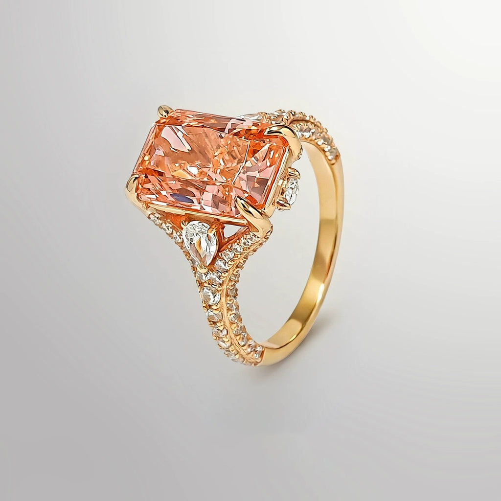 Ice Flower Cut Radiant Cut Luxury Heavy Setting Women’s Ring
