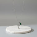 Vintage Stainless Steel Cross Necklace, Emerald Green CZ Micro Paved Pendant