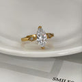 ✨Vintage Gold Octagram Stackable Ring | Marquise Cut CZ French Light Luxury Band