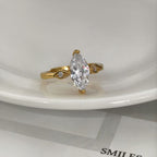 ✨Vintage Gold Octagram Stackable Ring | Marquise Cut CZ French Light Luxury Band