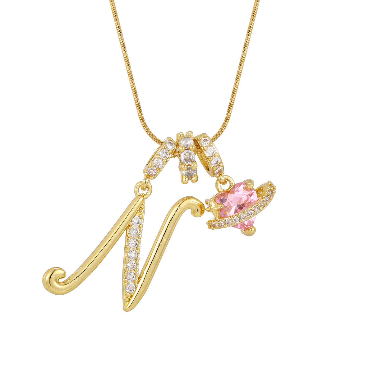 Pink Planet Initial Necklace