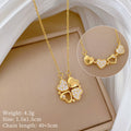 2 Ways to Wear Openable Heart & 4-Leaf Clover Full Paved Zircon Titanium Steel Choker, Versatile Jewelry Gift for Women