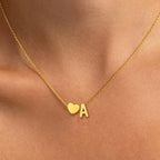Love Heart 26-Letter Clavicle Necklace with Women's Heart-Shaped Pendant