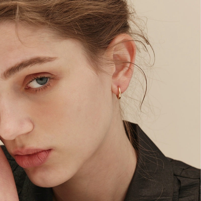 Polished Gold Chunky Huggie Hoops