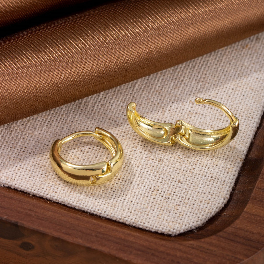 Minimalist Chunky Gold Stackable Earrings set