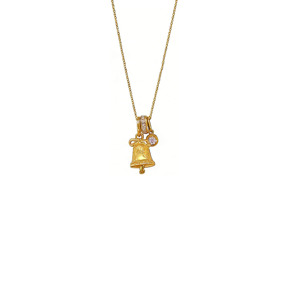 Gold Tone Mini Snowflake Bell Necklace