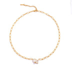 Lustre Dual Crystal Paperclip Necklace