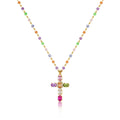 Dopamine Rhinestone Cross Pendant Necklace