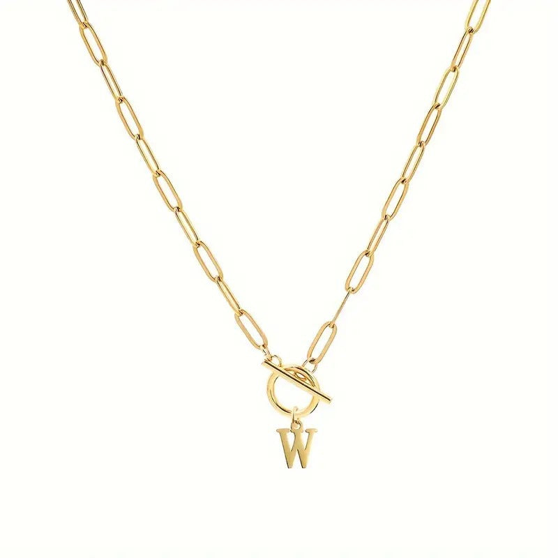 Toggle Initial Paperclip Necklace