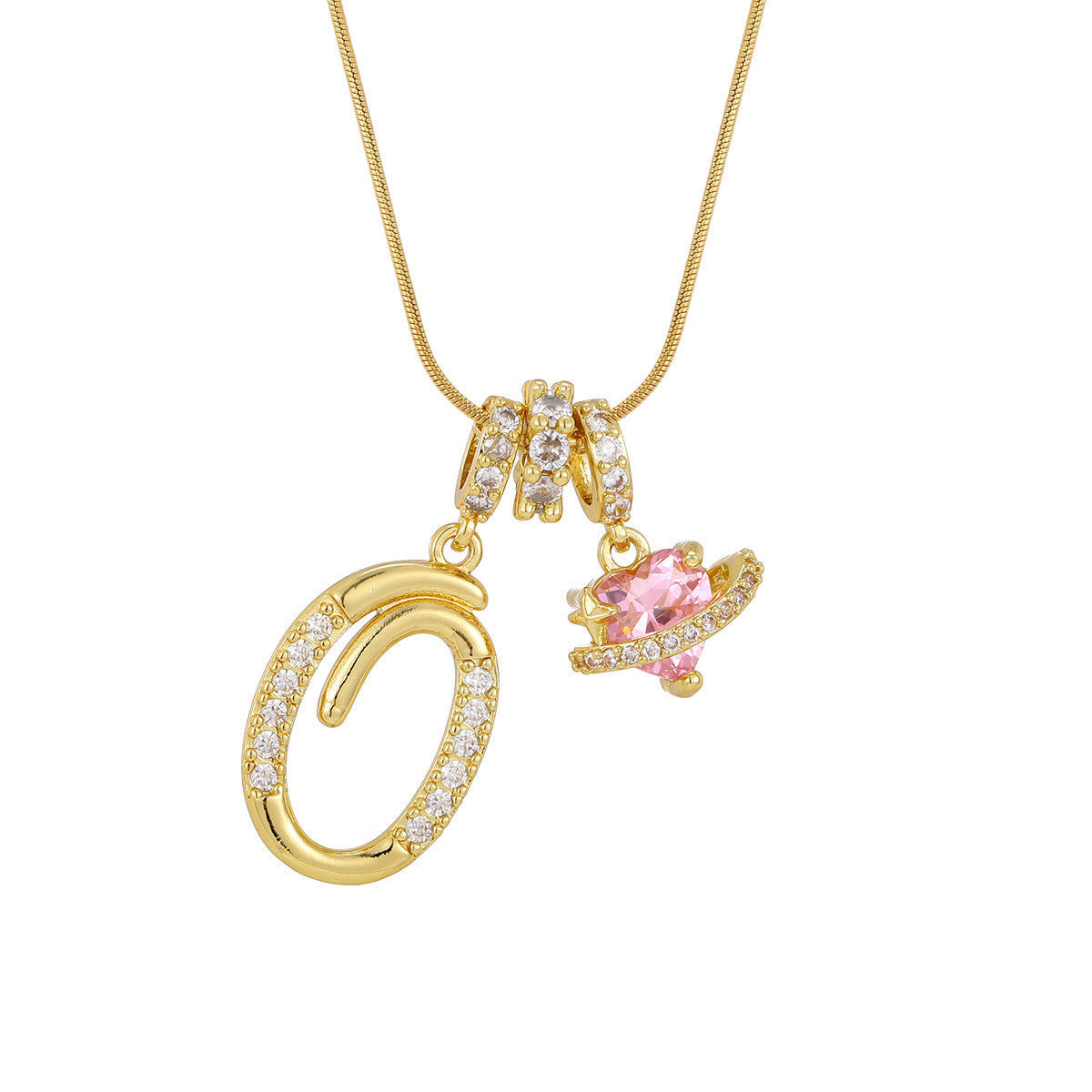 Pink Planet Initial Necklace