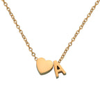 Love Heart 26-Letter Clavicle Necklace with Women's Heart-Shaped Pendant