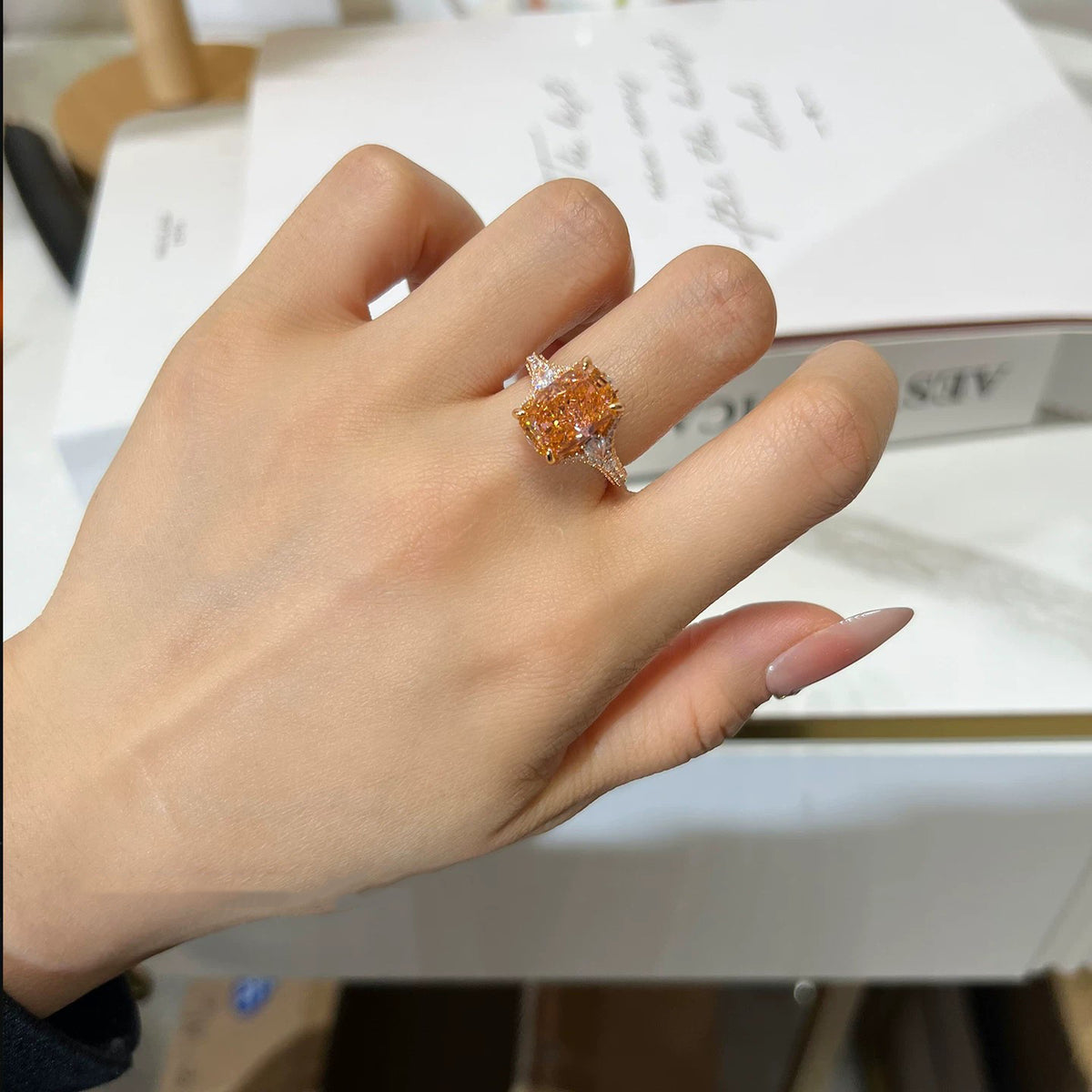 Ice Flower Cut Radiant Cut Luxury Heavy Setting Women’s Ring