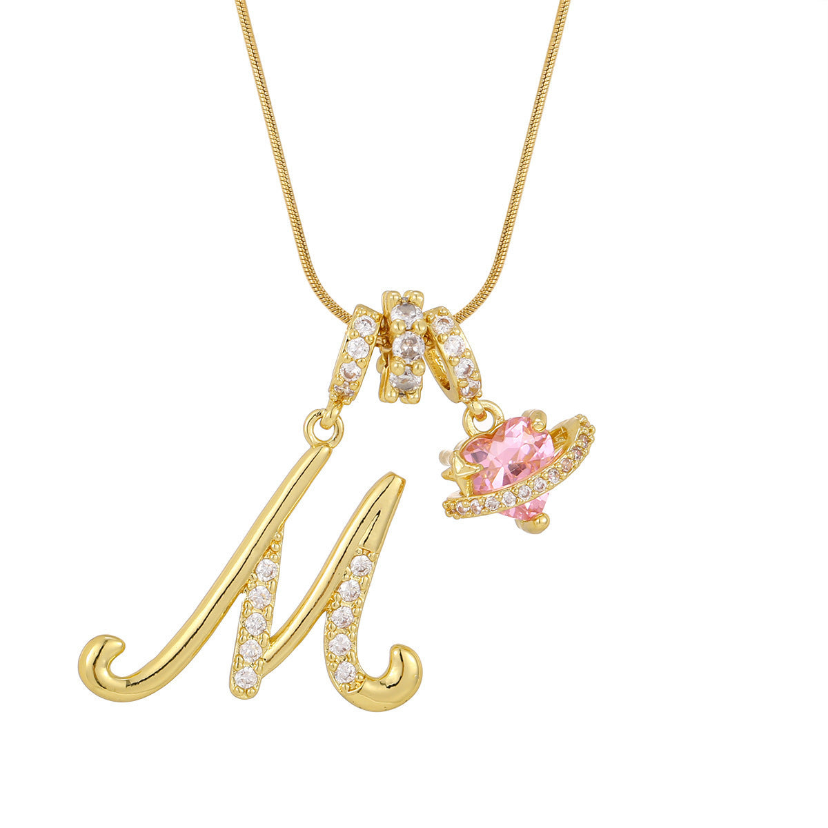 Pink Planet Initial Necklace