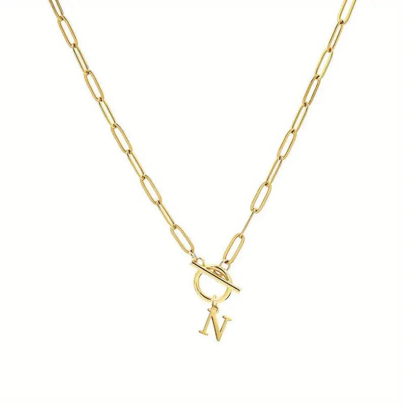 Toggle Initial Paperclip Necklace