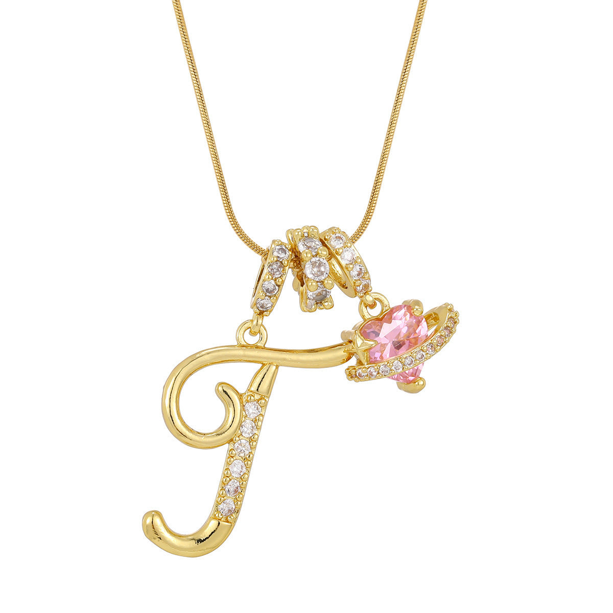 Pink Planet Initial Necklace