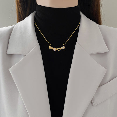 2 Ways to Wear Openable Heart & 4-Leaf Clover Full Paved Zircon Titanium Steel Choker, Versatile Jewelry Gift for Women