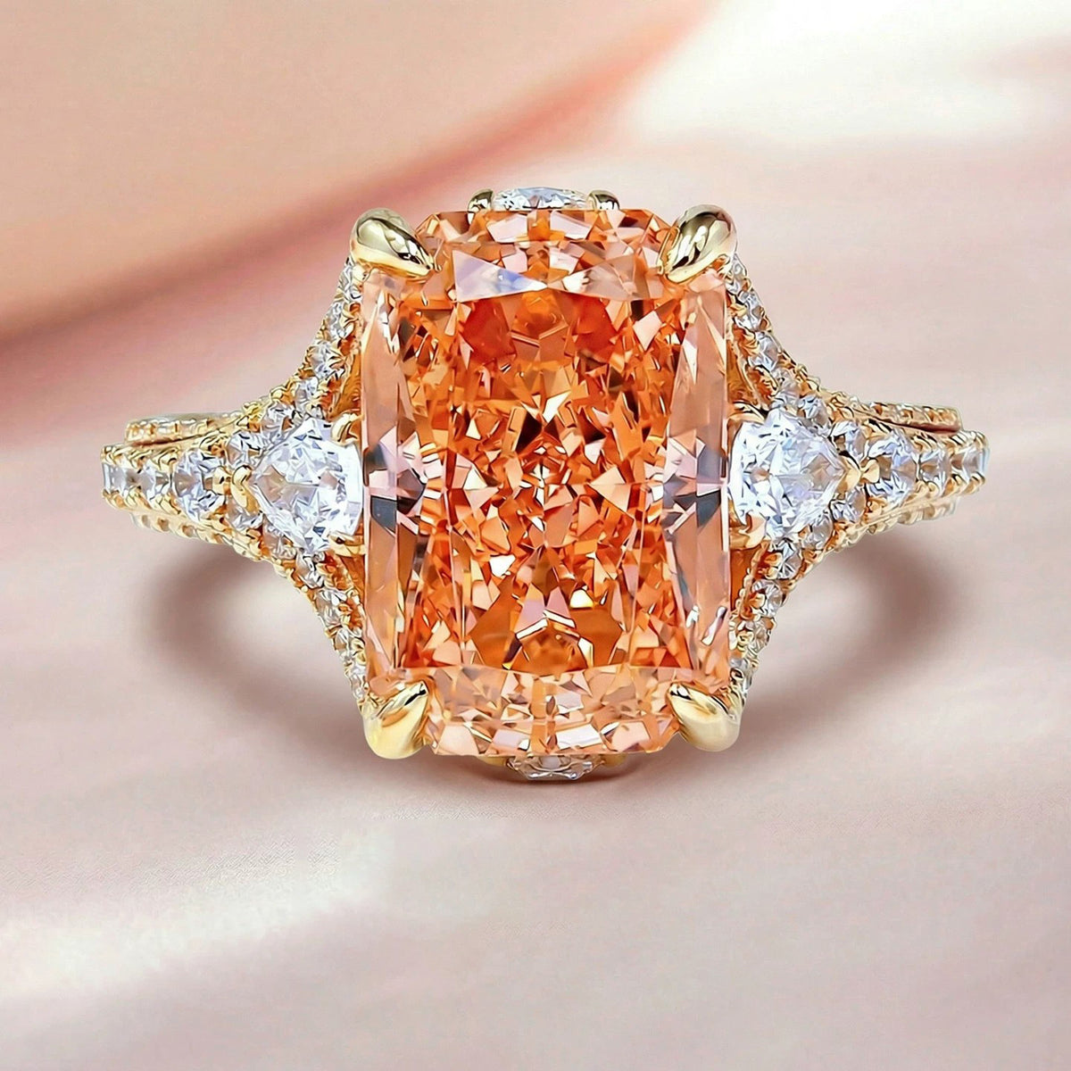Ice Flower Cut Radiant Cut Luxury Heavy Setting Women’s Ring