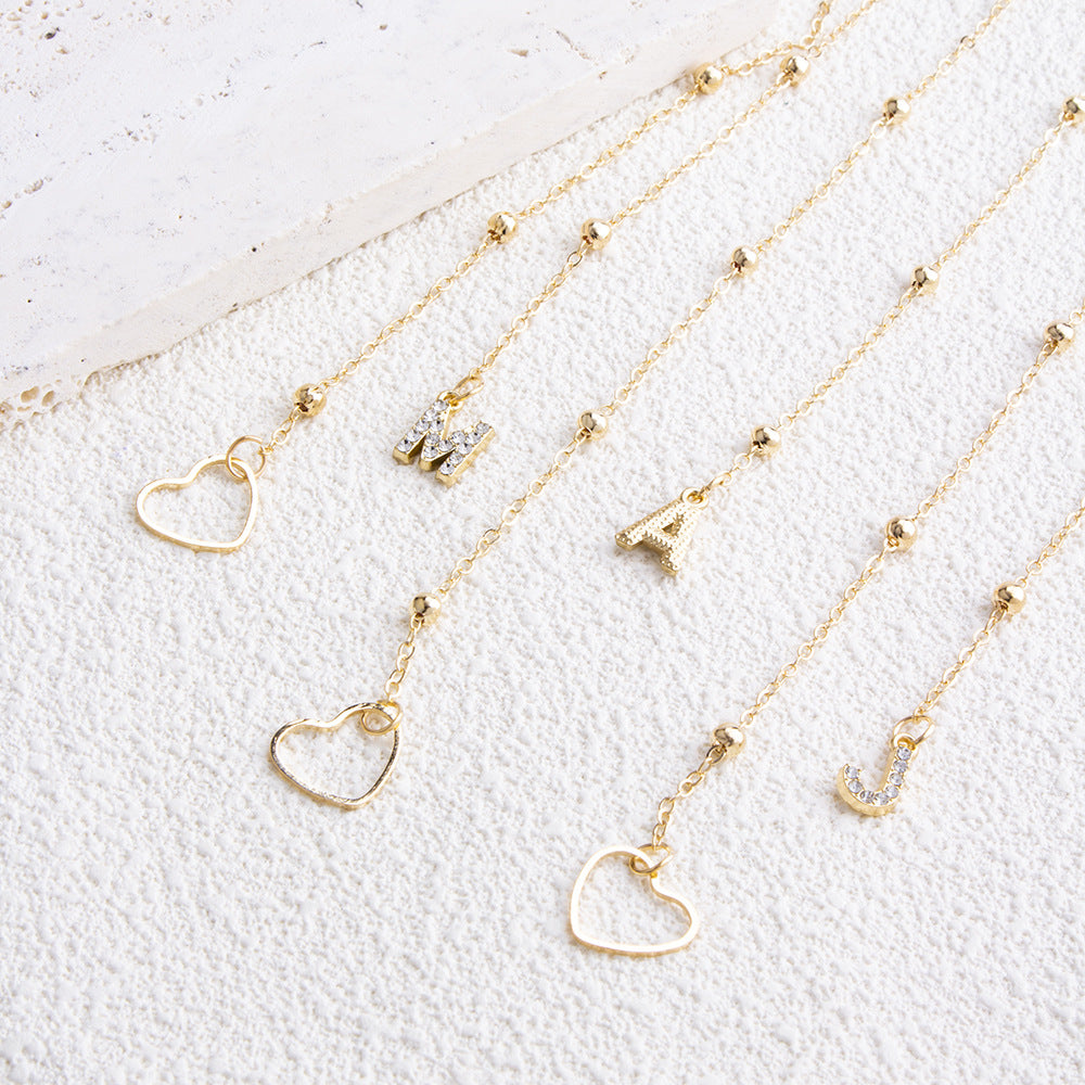 Fashion Y‑Shape Necklace | Initial Y Letter Heart‑Shaped Zircon Stone Pendant