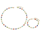 INS-style creative colorful rhinestone necklace and bracelet set
