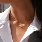 Lustre Dual Crystal Paperclip Necklace