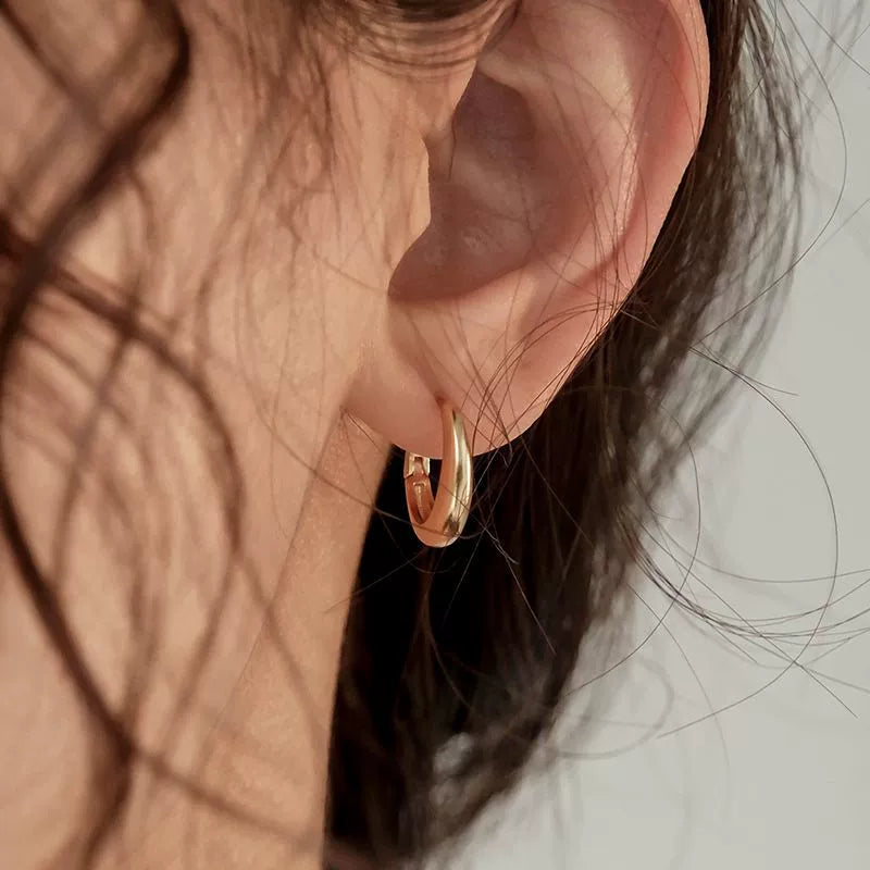 Polished Gold Chunky Huggie Hoops