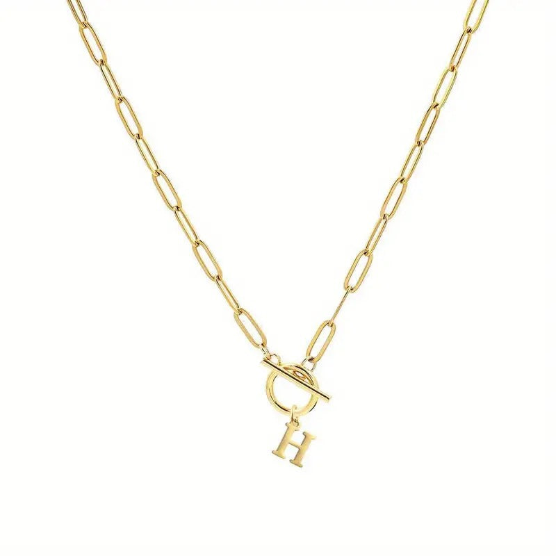 Toggle Initial Paperclip Necklace