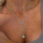 Fashion Y‑Shape Necklace | Initial Y Letter Heart‑Shaped Zircon Stone Pendant