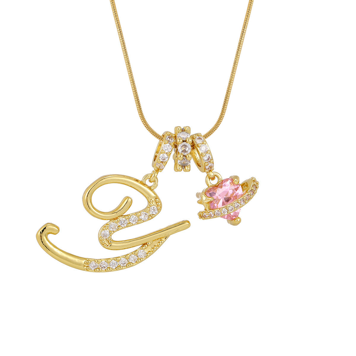 Pink Planet Initial Necklace