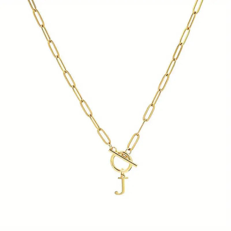 Toggle Initial Paperclip Necklace