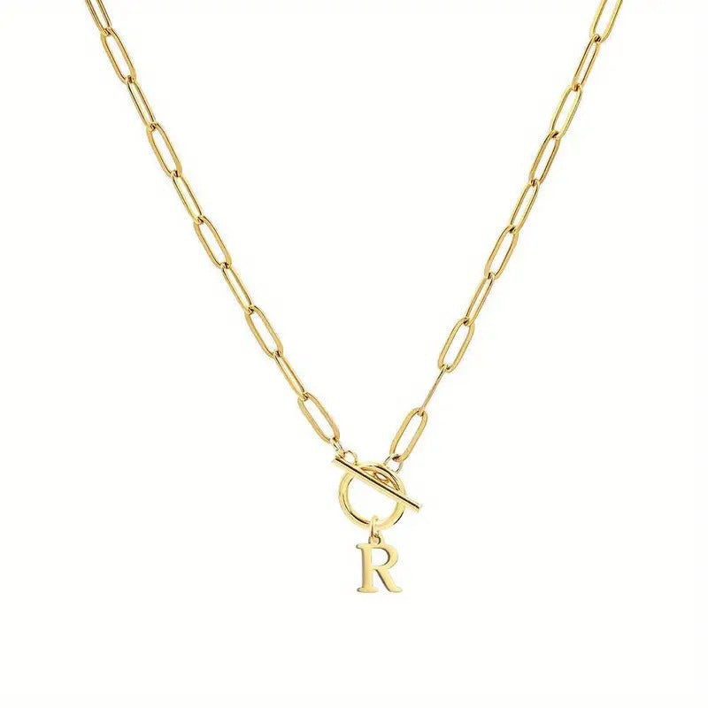 Toggle Initial Paperclip Necklace