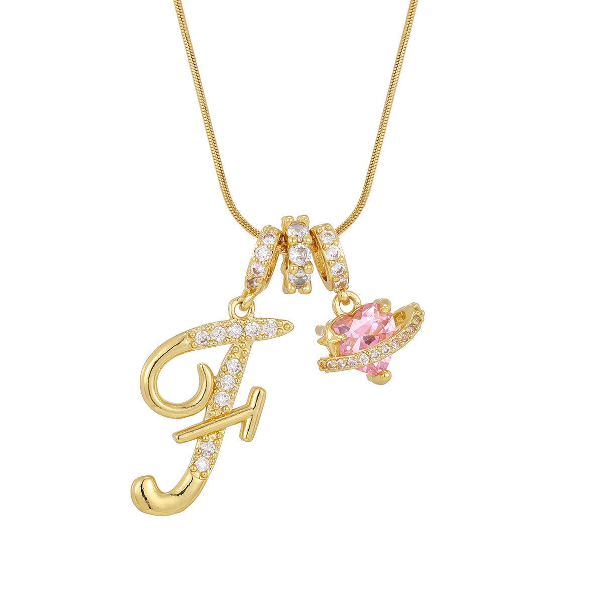 Pink Planet Initial Necklace