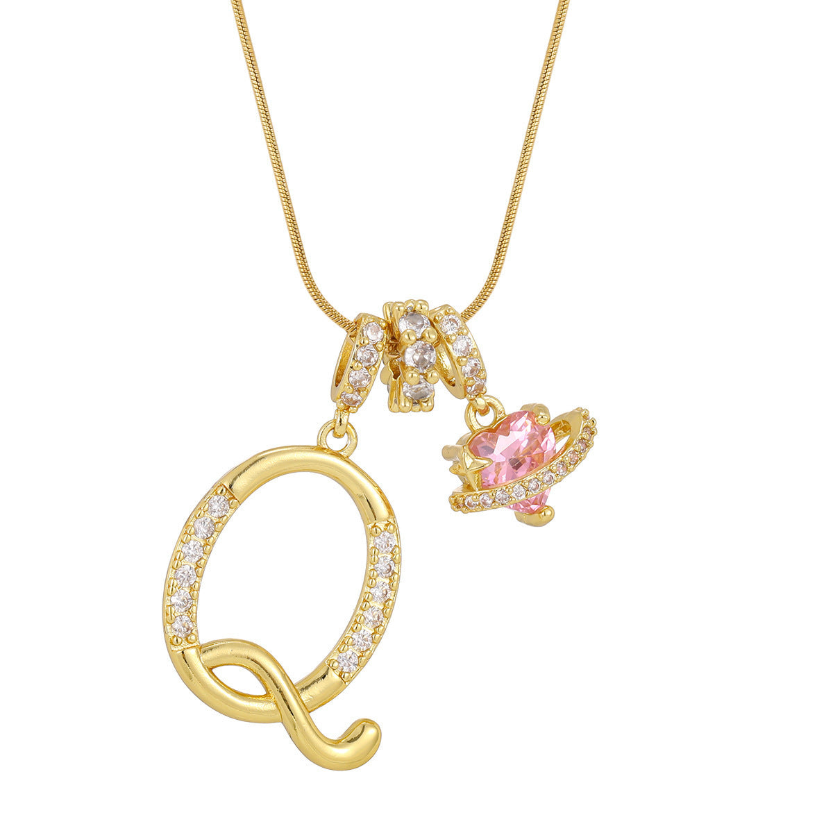 Pink Planet Initial Necklace