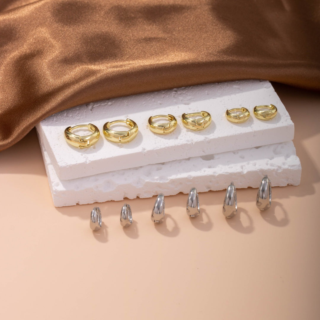 Minimalist Chunky Gold Stackable Earrings set