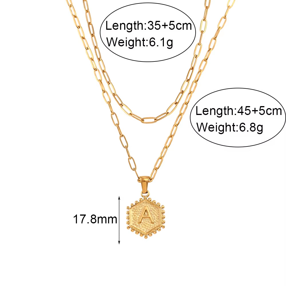 Layered Paperclip Initial Necklace