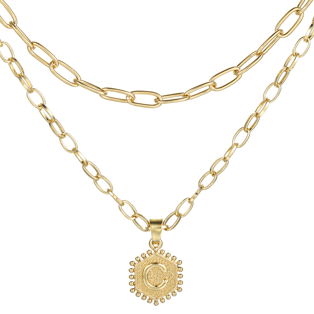 Layered Paperclip Initial Necklace
