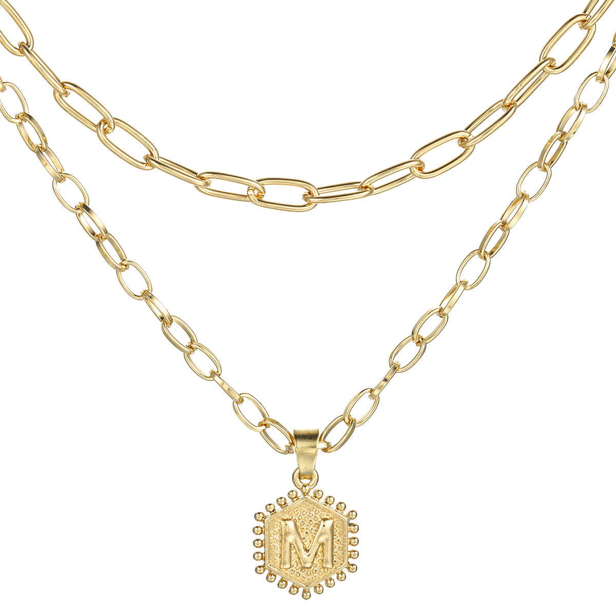 Layered Paperclip Initial Necklace