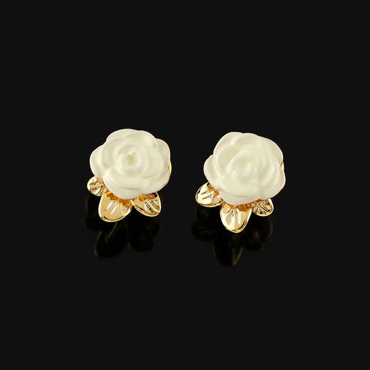 Wholesale of New Fashion Camellia Flower Mosquito Incense Plate Ear Clip Earrings with No Ear Holes Flower Ear Studs Gift