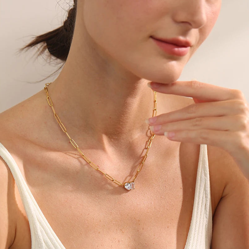 Crystal Paperclip Necklace